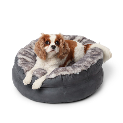 PupPouf™ Luxe Faux Fur Donut Dog Bed - Ultra Soft Chinchilla