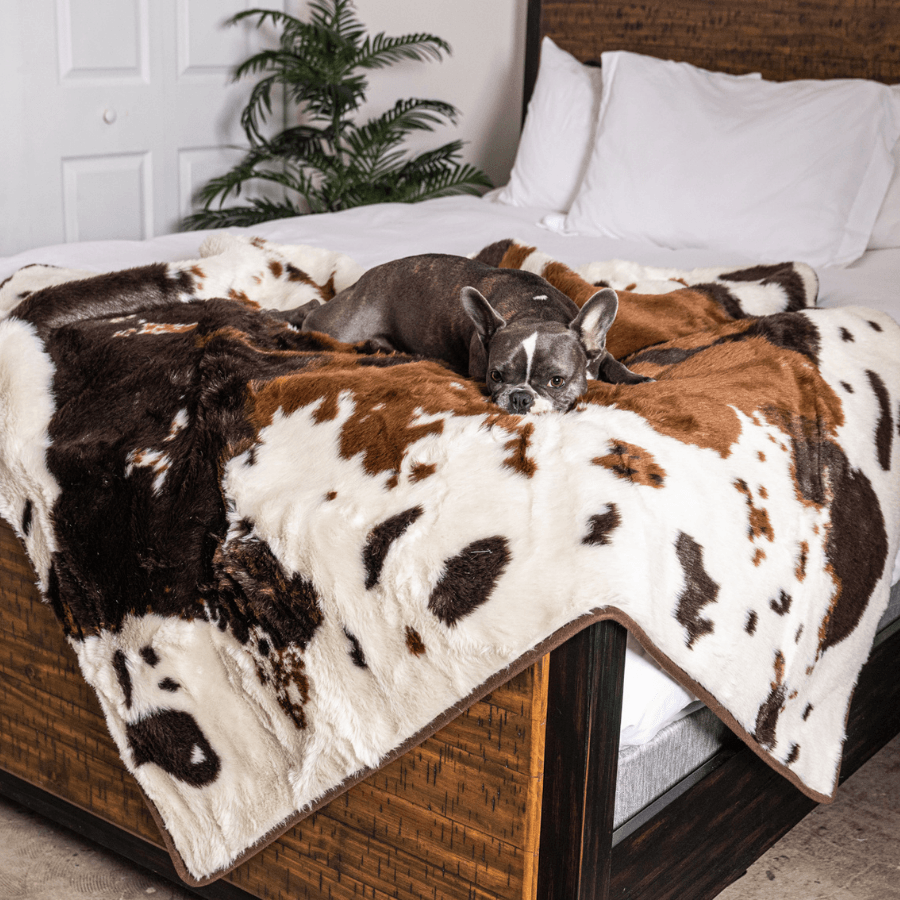 PupProtector™ Waterproof Throw Blanket - Brown Faux Cowhide