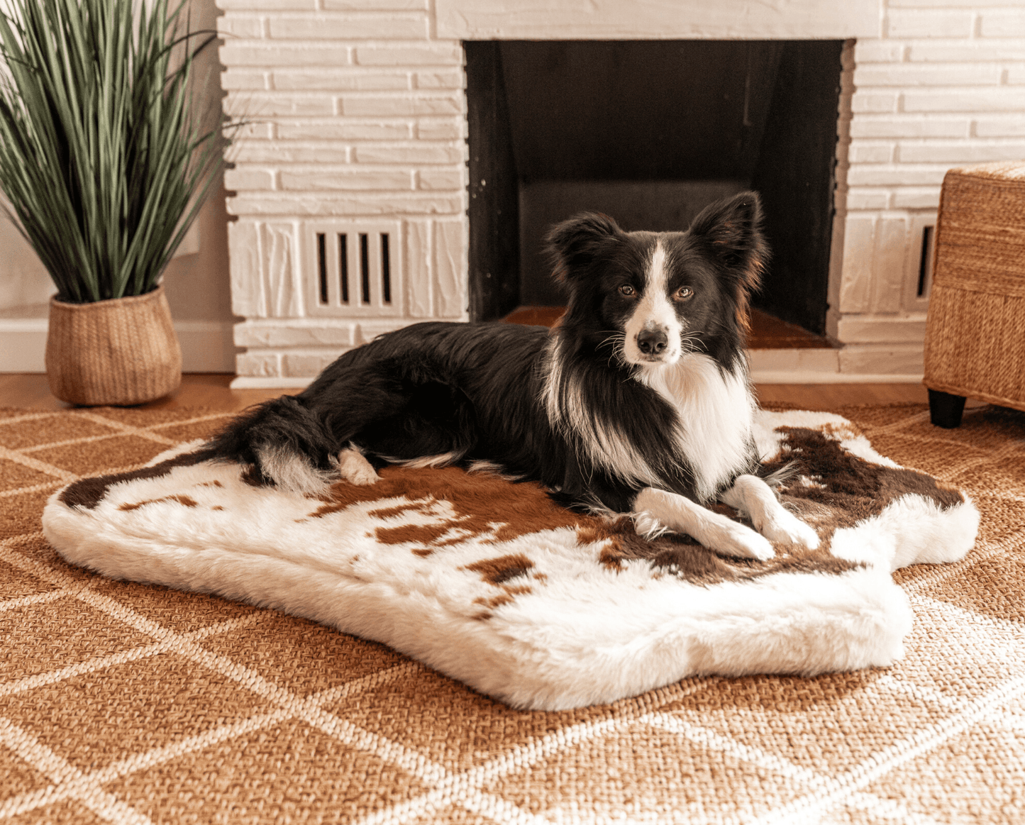 PupRug™ Animal Print Memory Foam Dog Bed - Brown Faux Cowhide