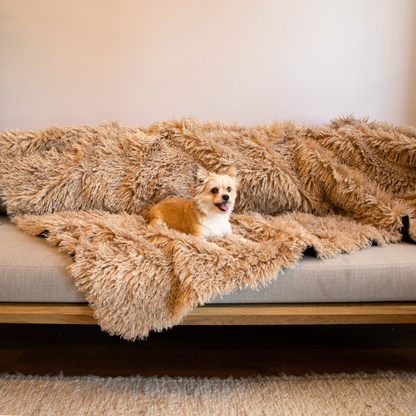 PupProtector™ Luxe Waterproof Faux Fur Blanket - Plush Sheep Tan